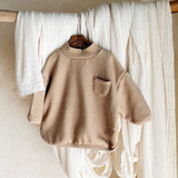 Caramel Sweatshirt - Minimalist children's sweater with turtleneck in pastel colors