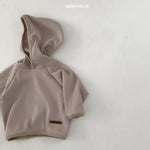 Cozy beige Monica Hoodie with waffle texture, perfect for babies and toddlers by Bebeholic. Stylish and functional.