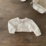 Tape Collar Blouse für Babys – Stilvolle Baby-Bluse mit Bandkragen und feinem Karomuster