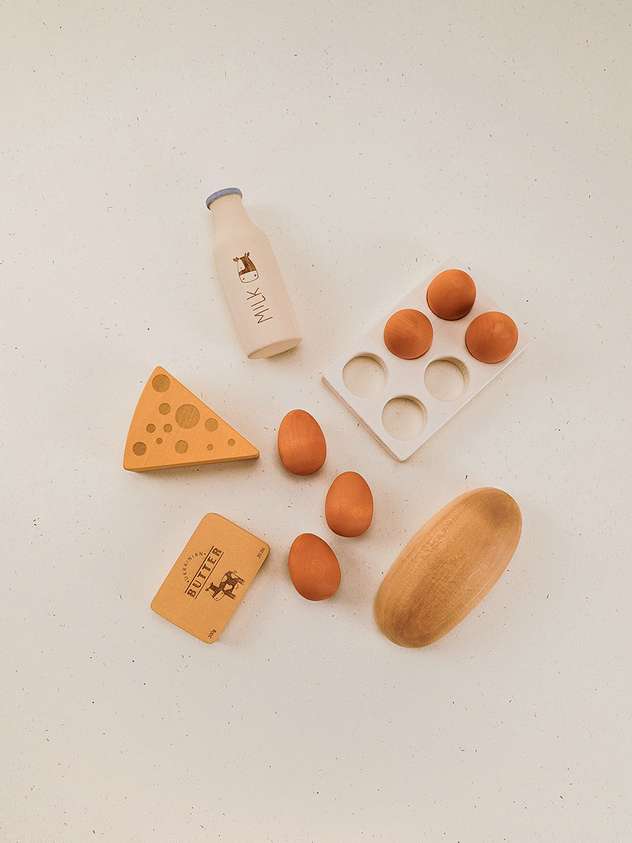 WOODEN PLAY FOOD SET / COUNTRY PRODUCTS