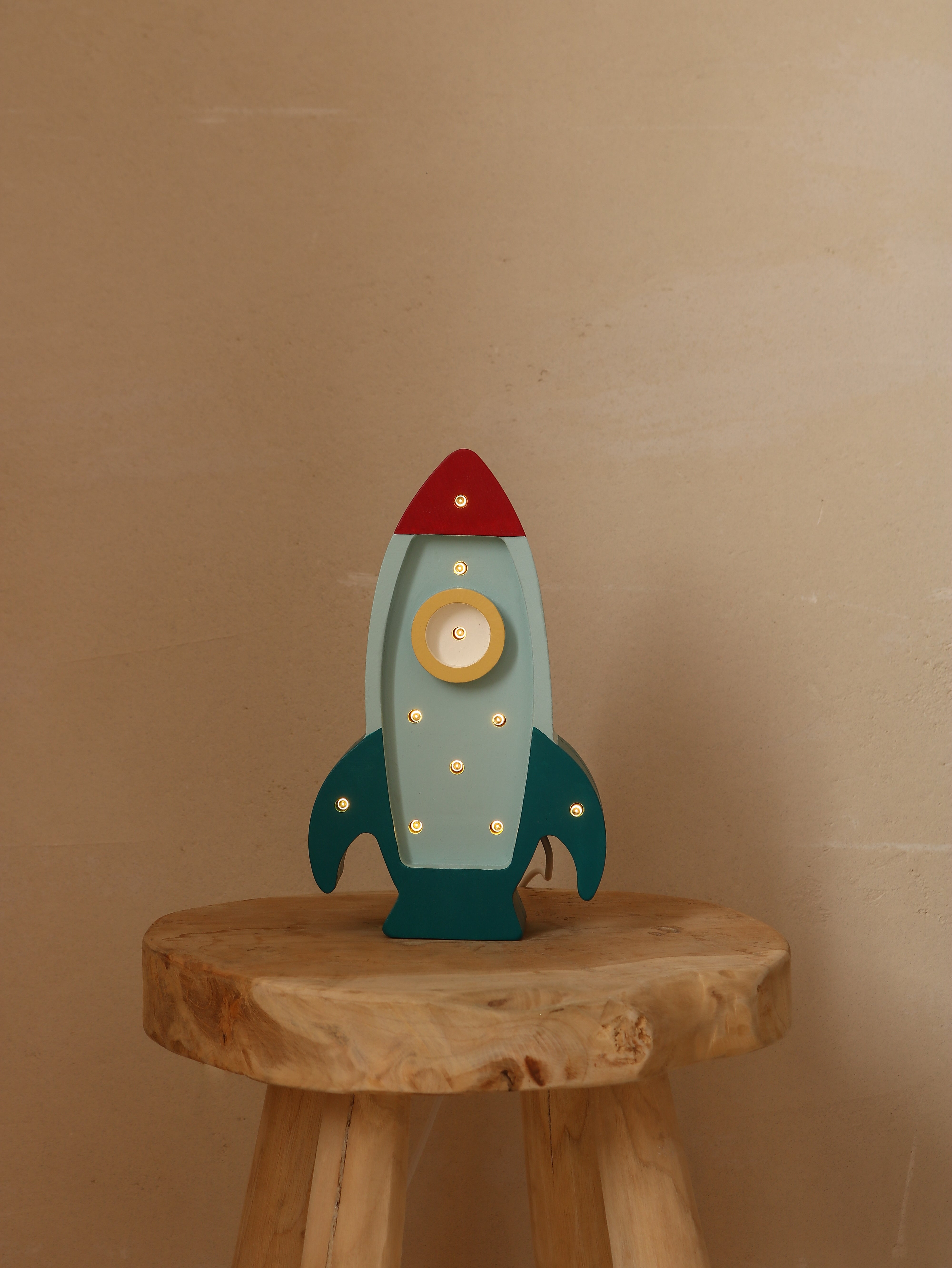 Little Lights Space Rocket Mini Lampe in Teal - Kinderfreundliche LED-Nachtlichter
