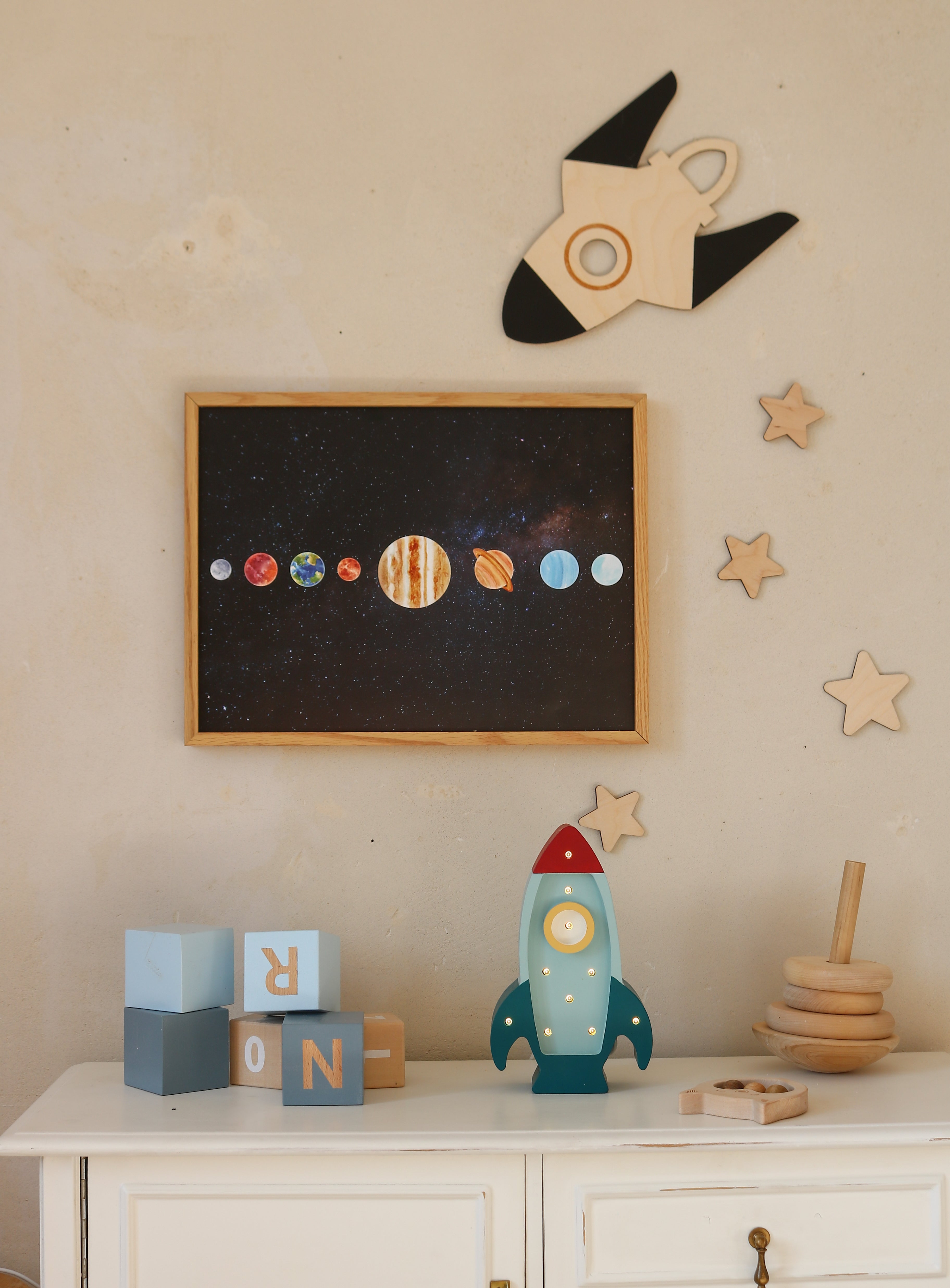 Little Lights Space Rocket Mini Lamp in Teal - Child-friendly LED night lights