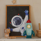 Little Lights Space Rocket Mini Lamp in Teal - Child-friendly LED night lights