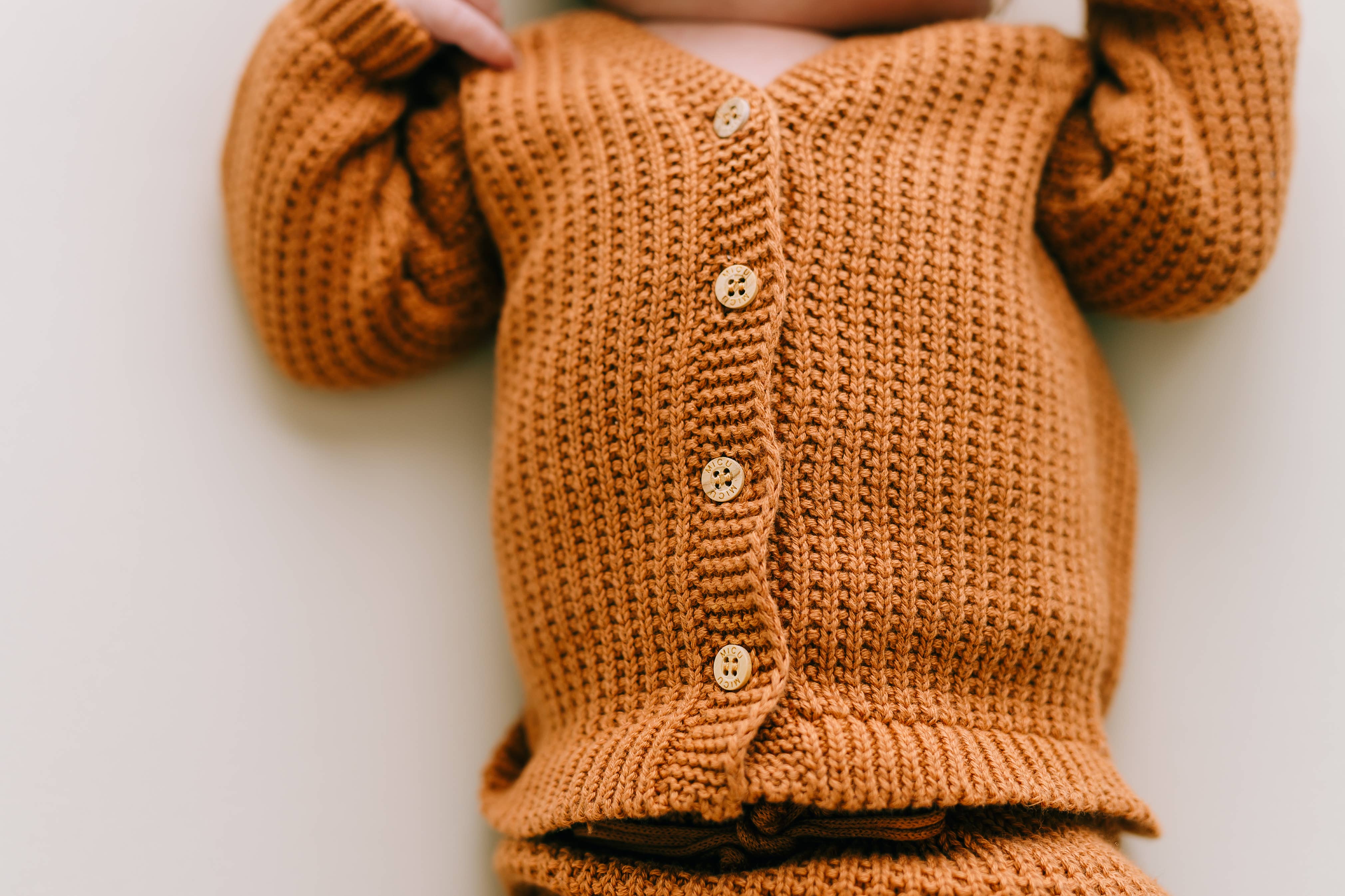 Ribbed jacket in brick red: 0-3 months