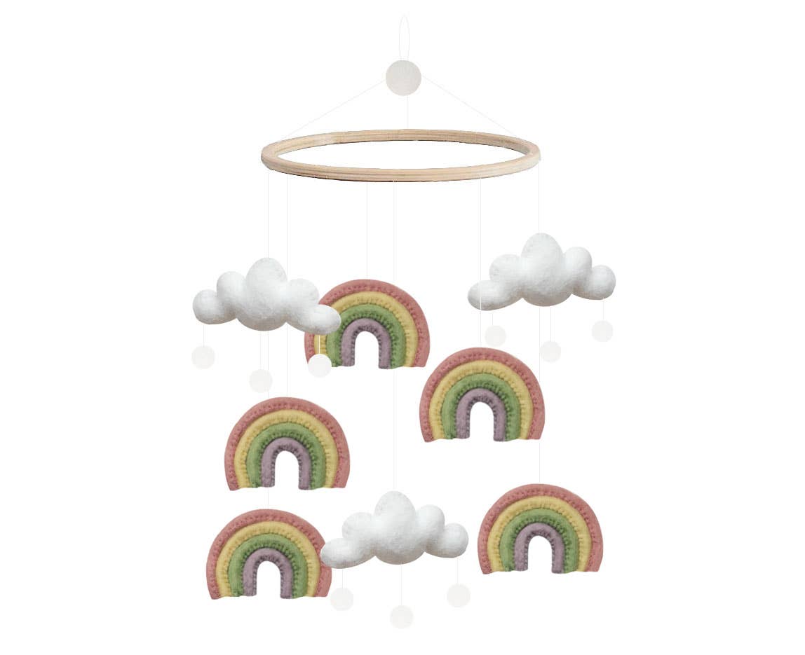 Gamcha Clouds &amp; Rainbow Mobile – Natural elegance in the children's room